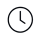 A minimalist clock icon with a circular outline and clock hands showing approximately 3 o'clock position.