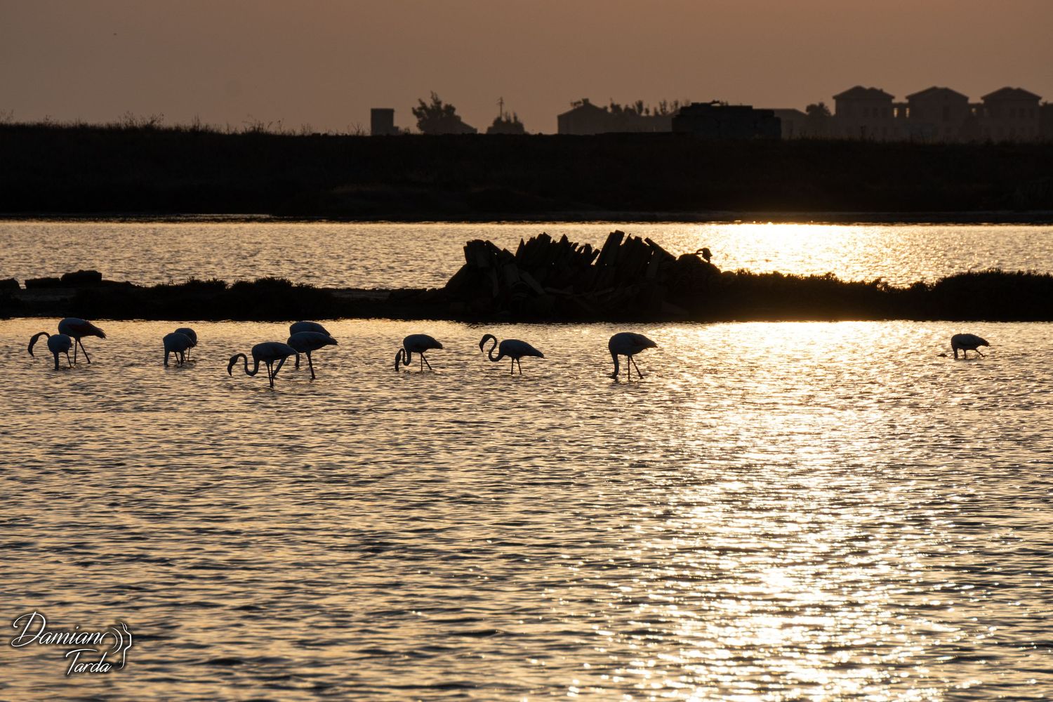 Tramonto sulle saline di Trapani. Fotografia paesaggistica