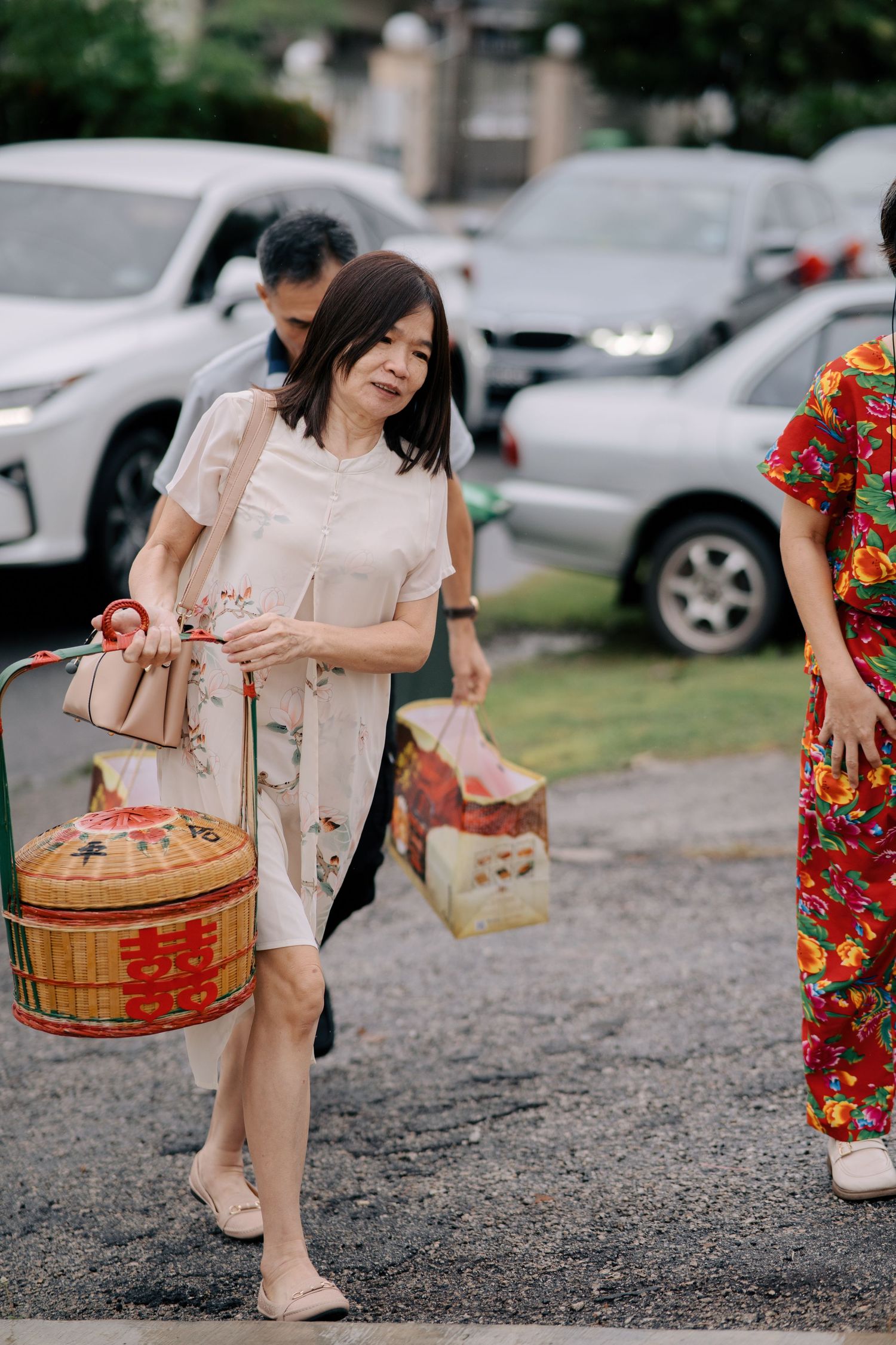 Traditional Chinese wedding basket used for carrying gifts during the 