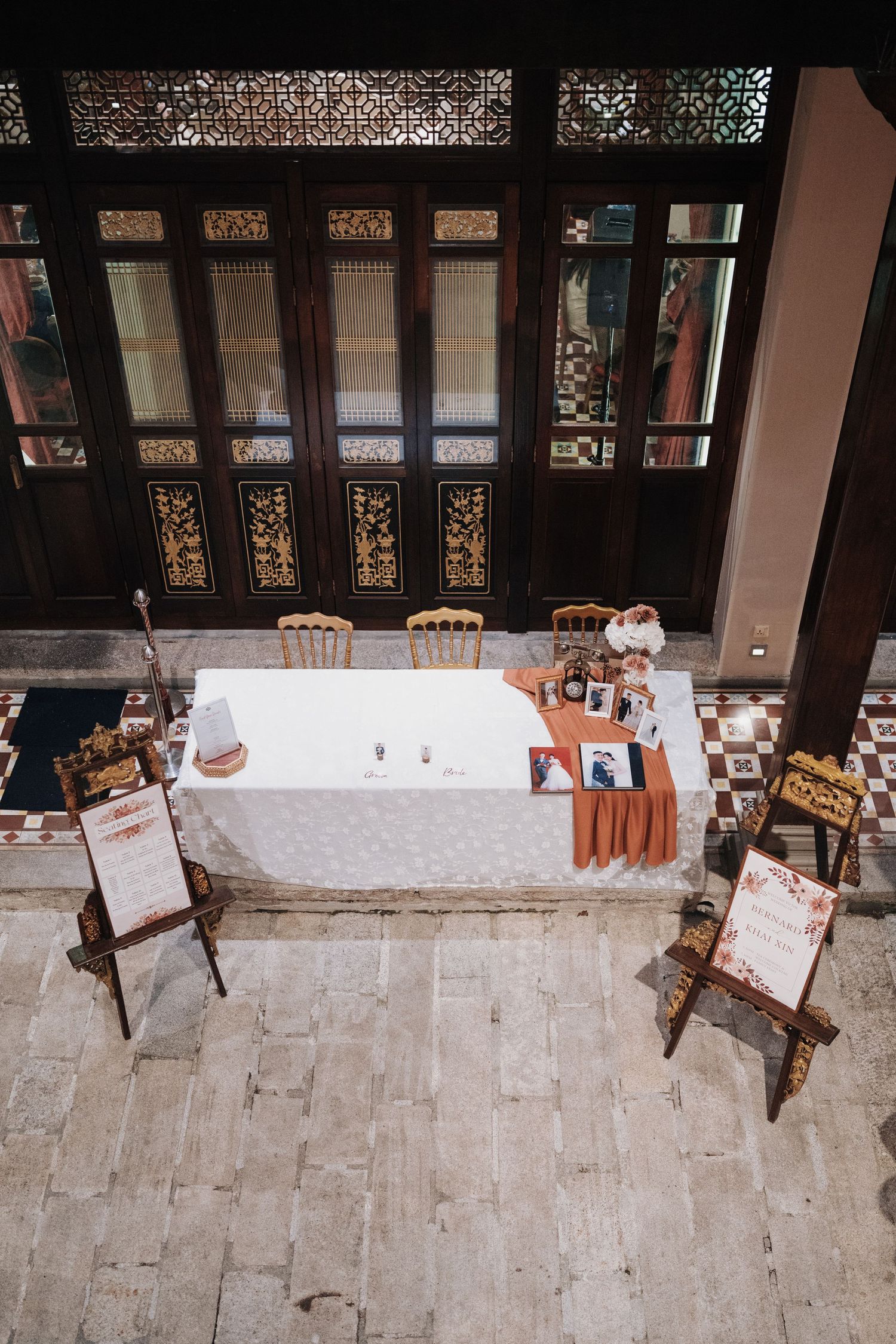 Elegant wedding reception guest registration table at a Seven Terraces Penang wedding event
