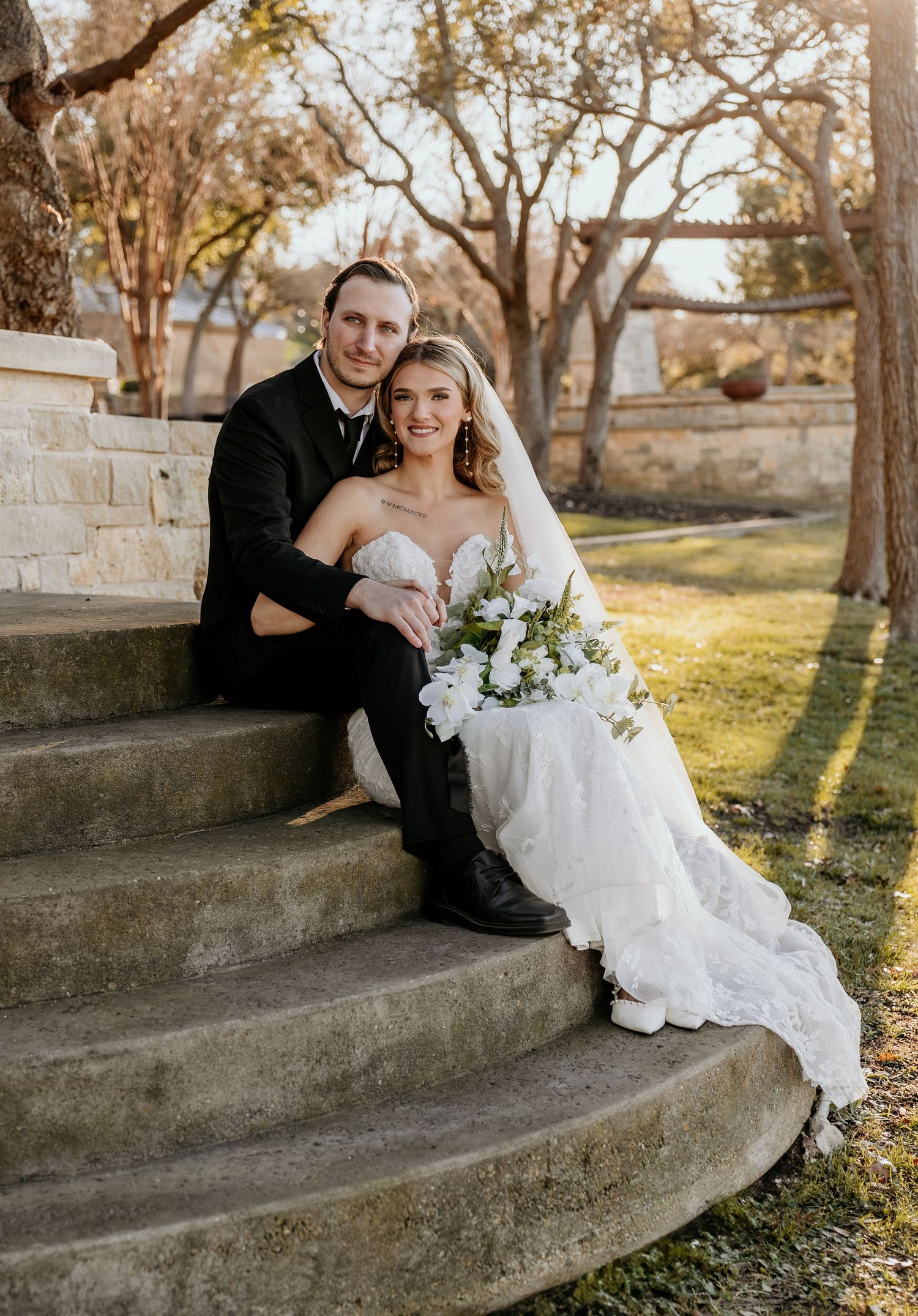 Timeless and elegant wedding portrait at Avery Ranch Golf Course in Austin, TX.