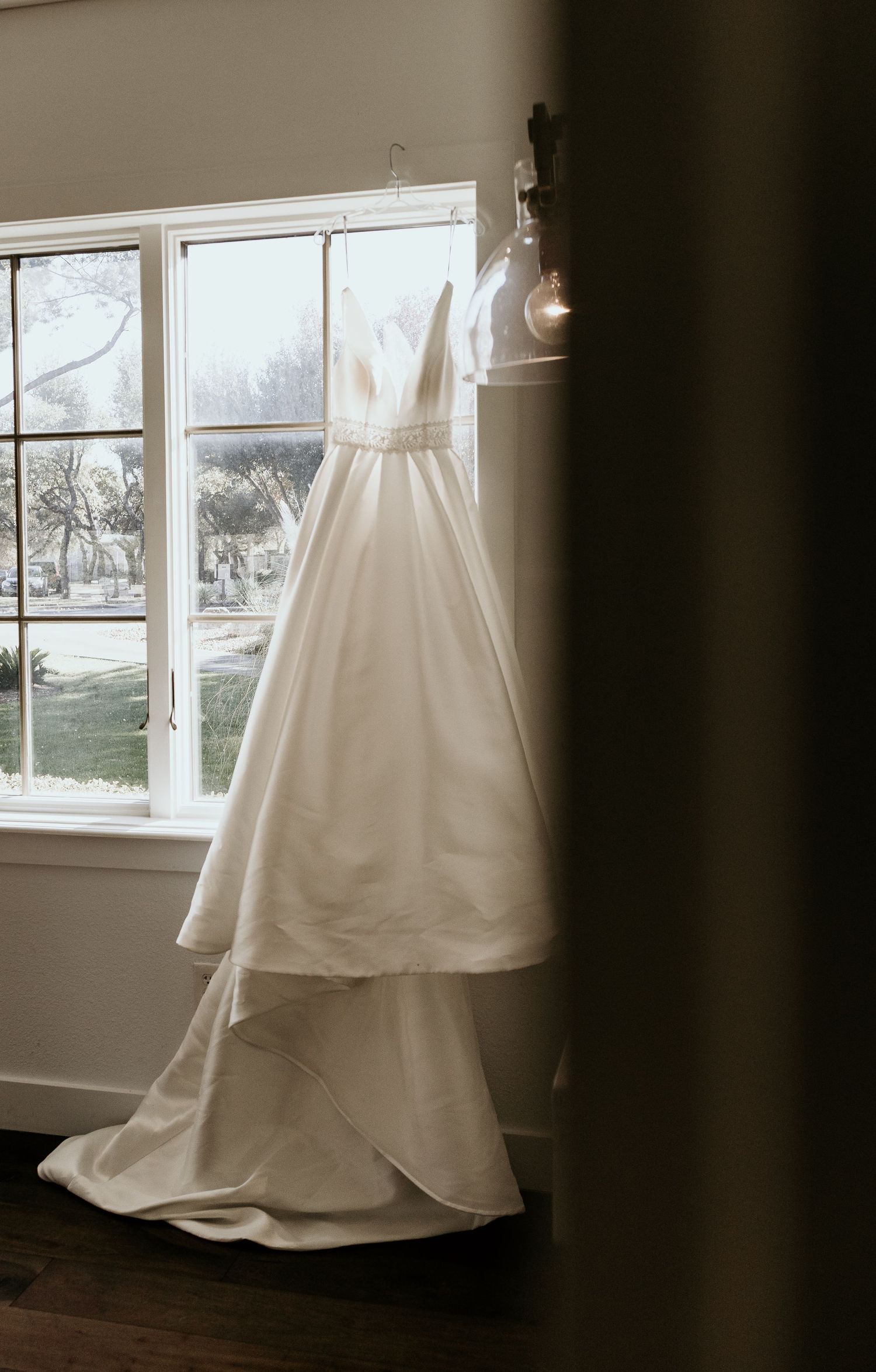 Detail photo of a gorgeous wedding dress by Judith K Bridal in Austin, TX.