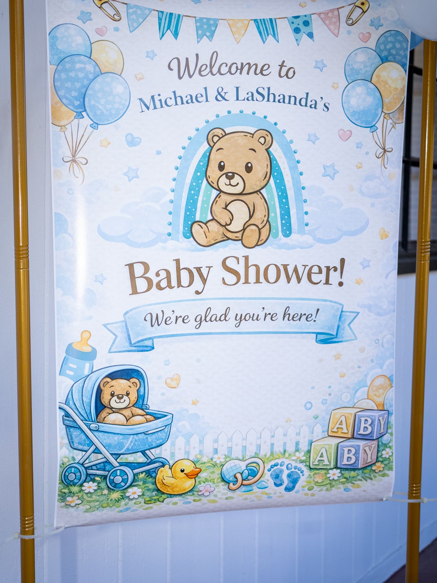 A welcoming Sign inviting people in the baby shower by Zmoovy Milestones