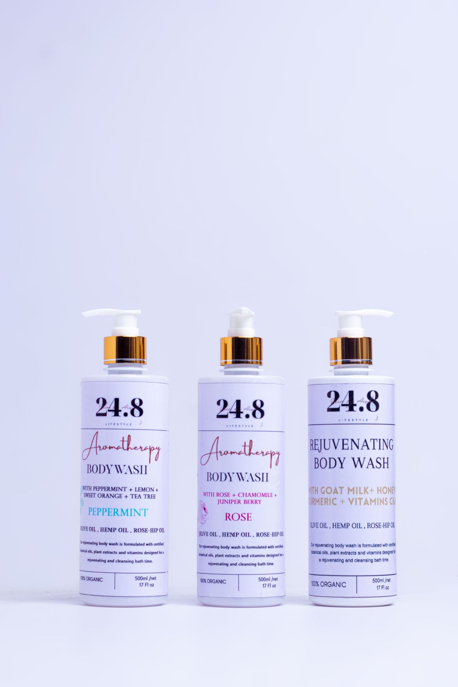 Catalog product shoot of 24.8 body wash