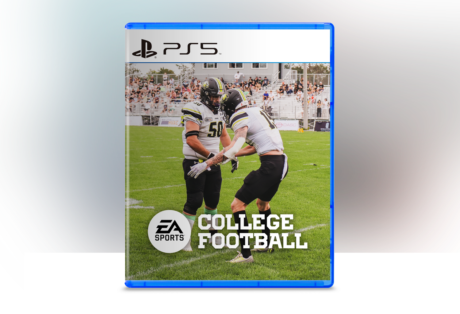 A row of EA Sports College Football video game covers for PlayStation 5 shown on a light background.