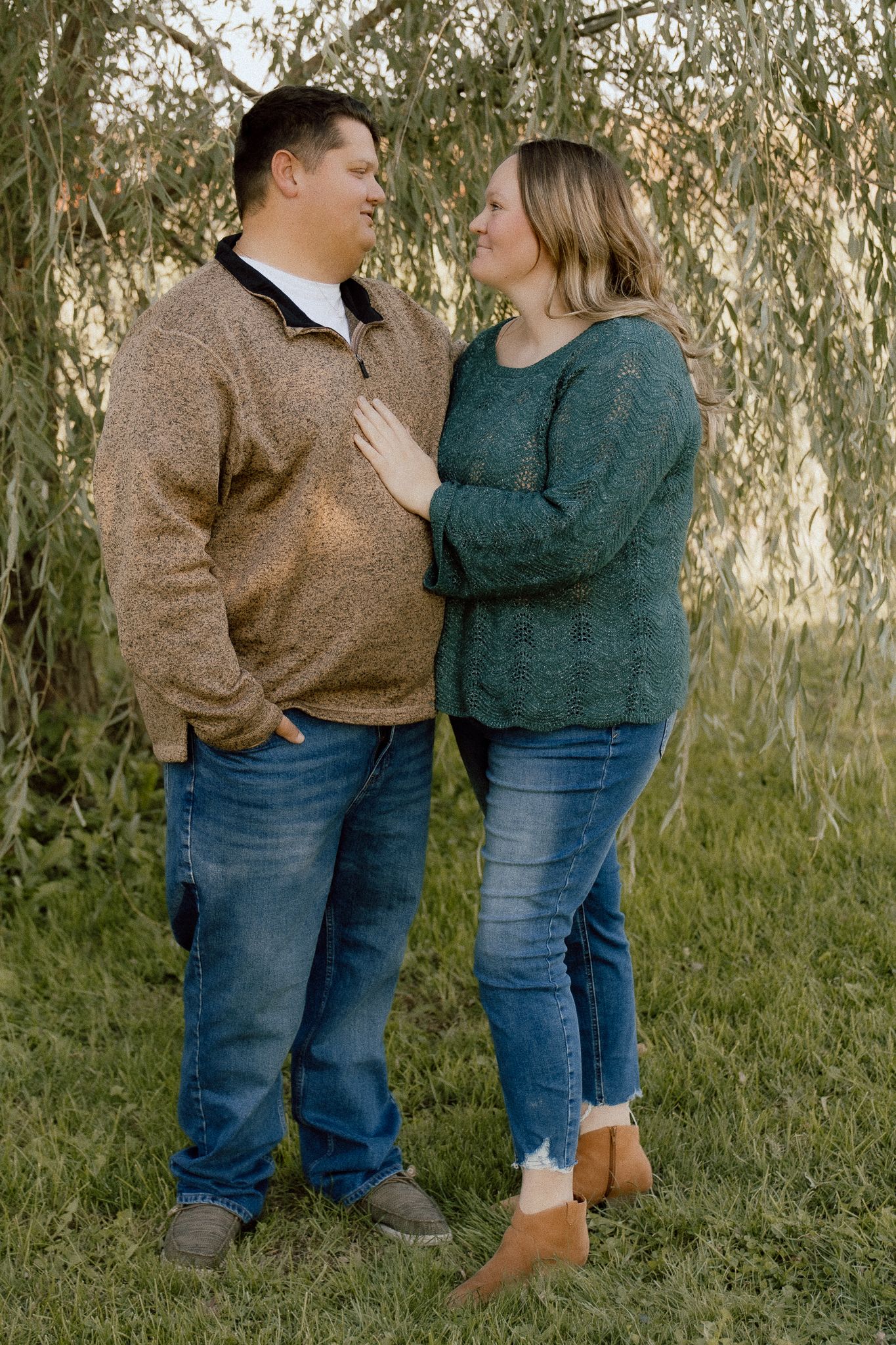 Romantic couple portrait session during golden hour outdoors