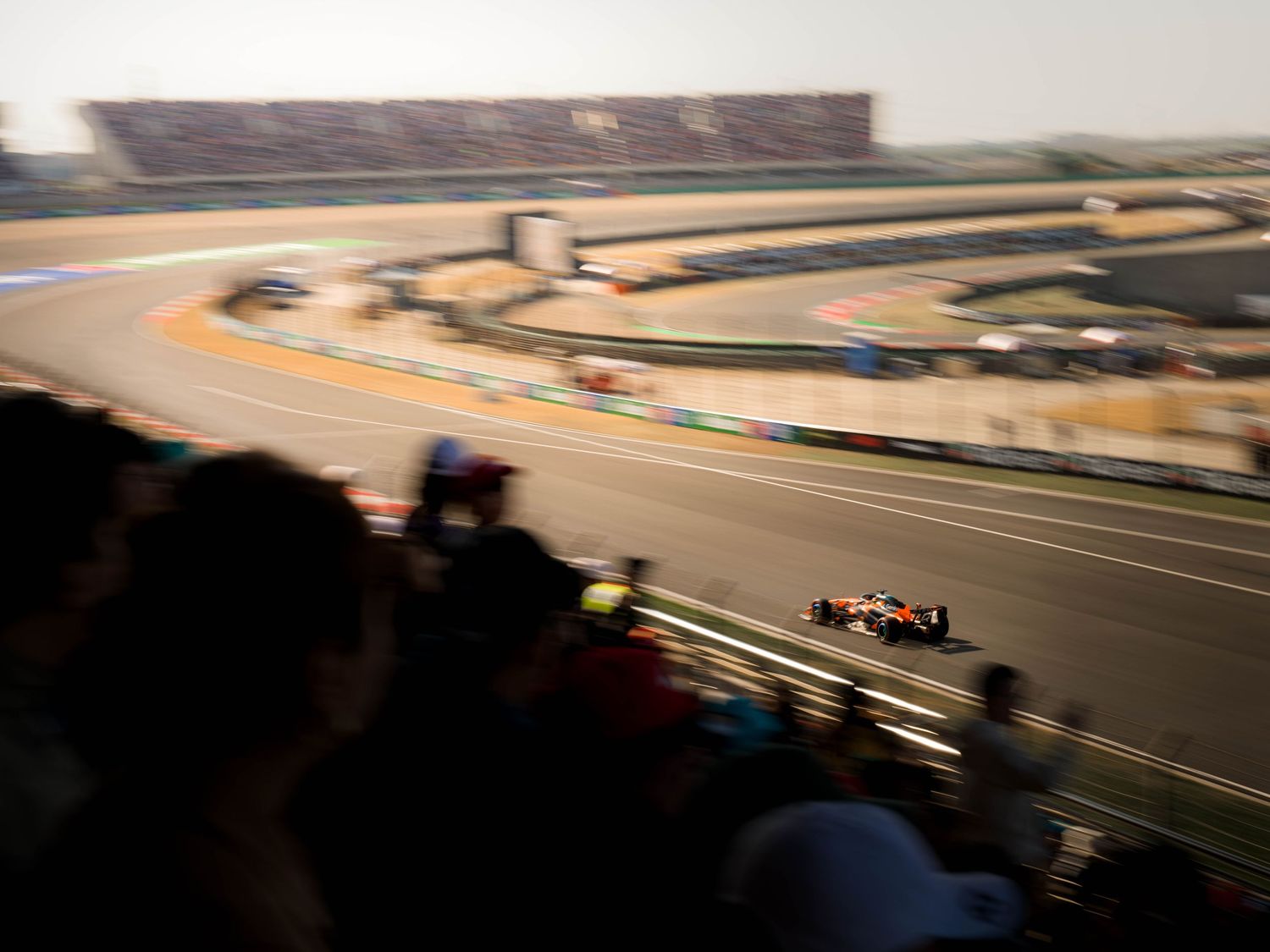 Oscar Piastri heading into Turn 1 at Shanghai International Circuit.