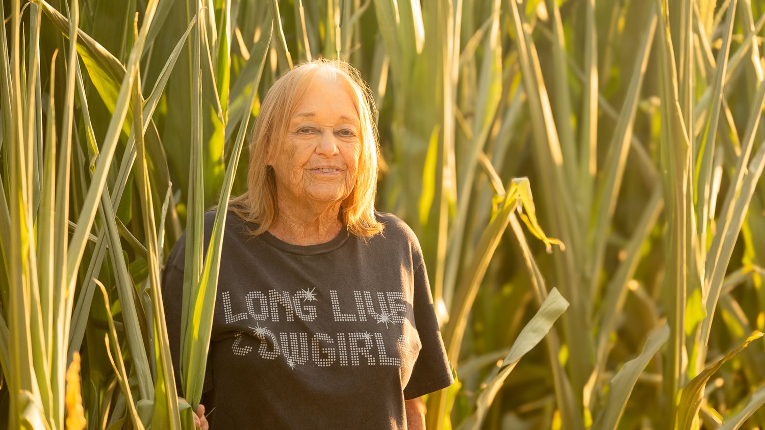 Barbara in her cornfield in Western Kansas.