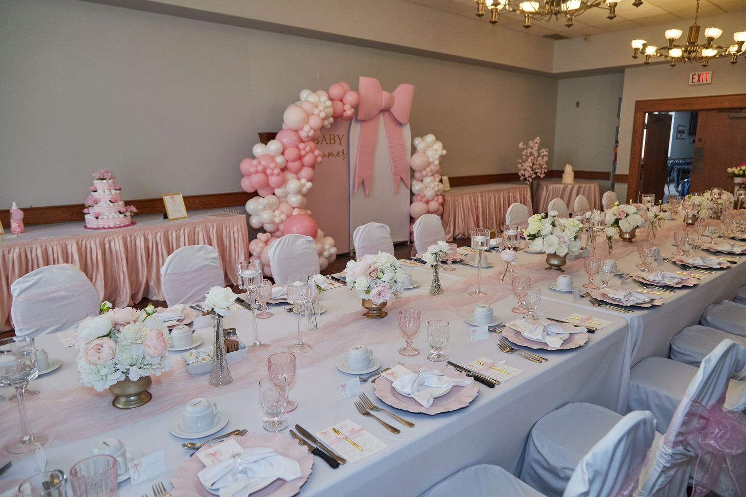 Table setup at baby shower.