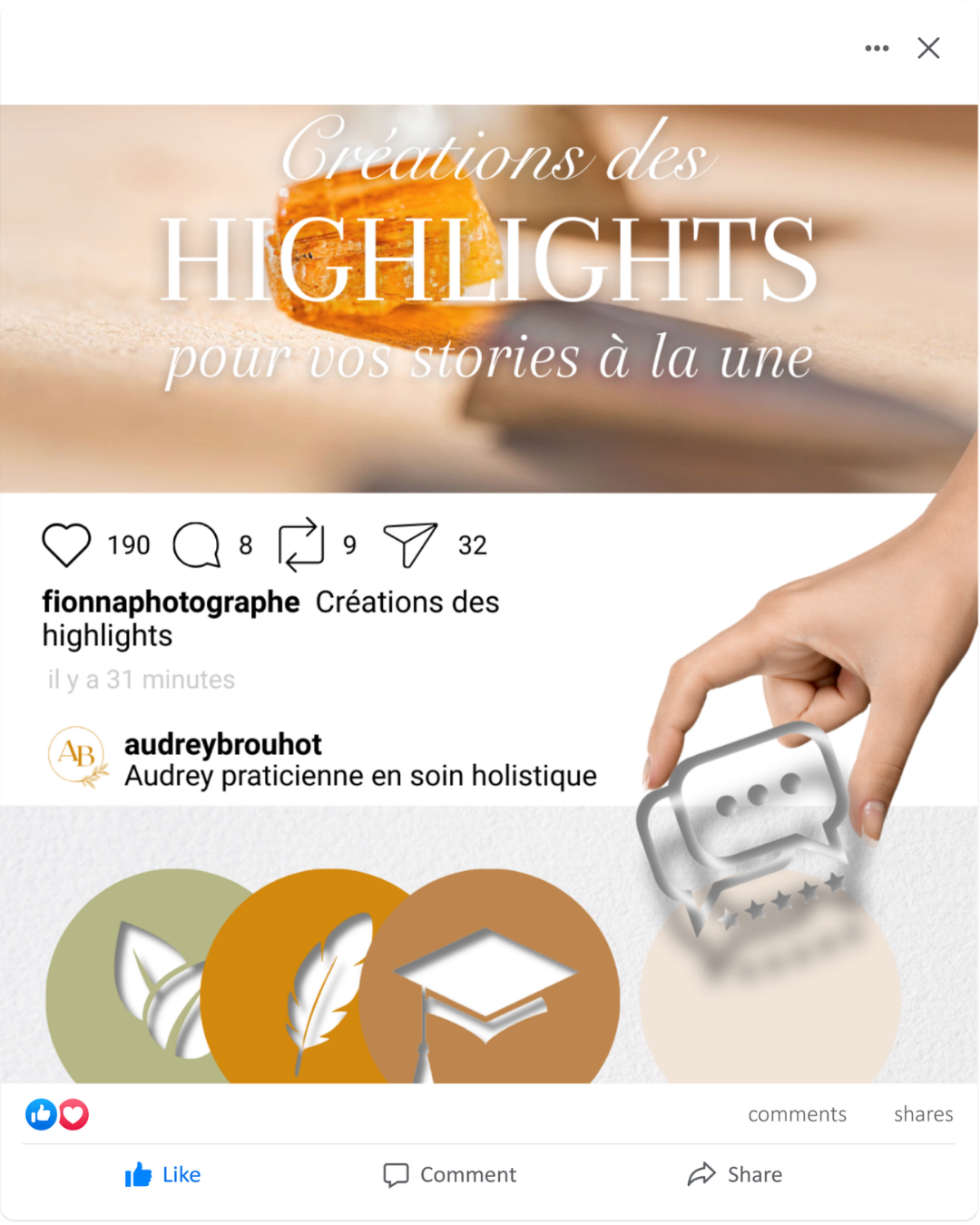 Création de contenu Instagram pour marques artisanales. Brand content clé en main. highlights.