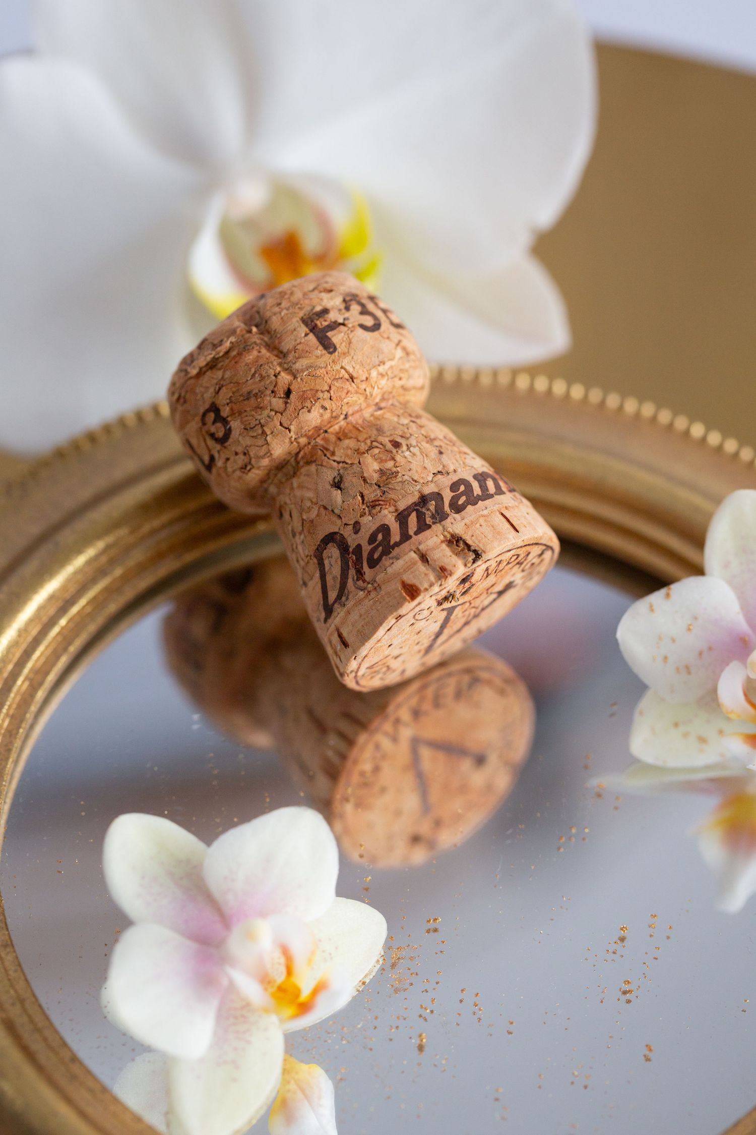 Shooting-champagne-orchidées-bouchon-liège-diamant-vranken-var-france-studio-miroir.
