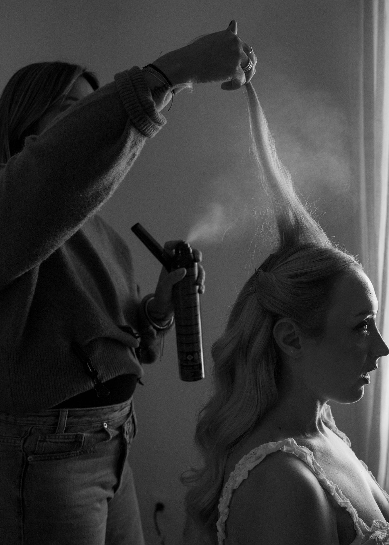 hair moment at Le Petit Roulet wedding in France captured in an editorial documentary style