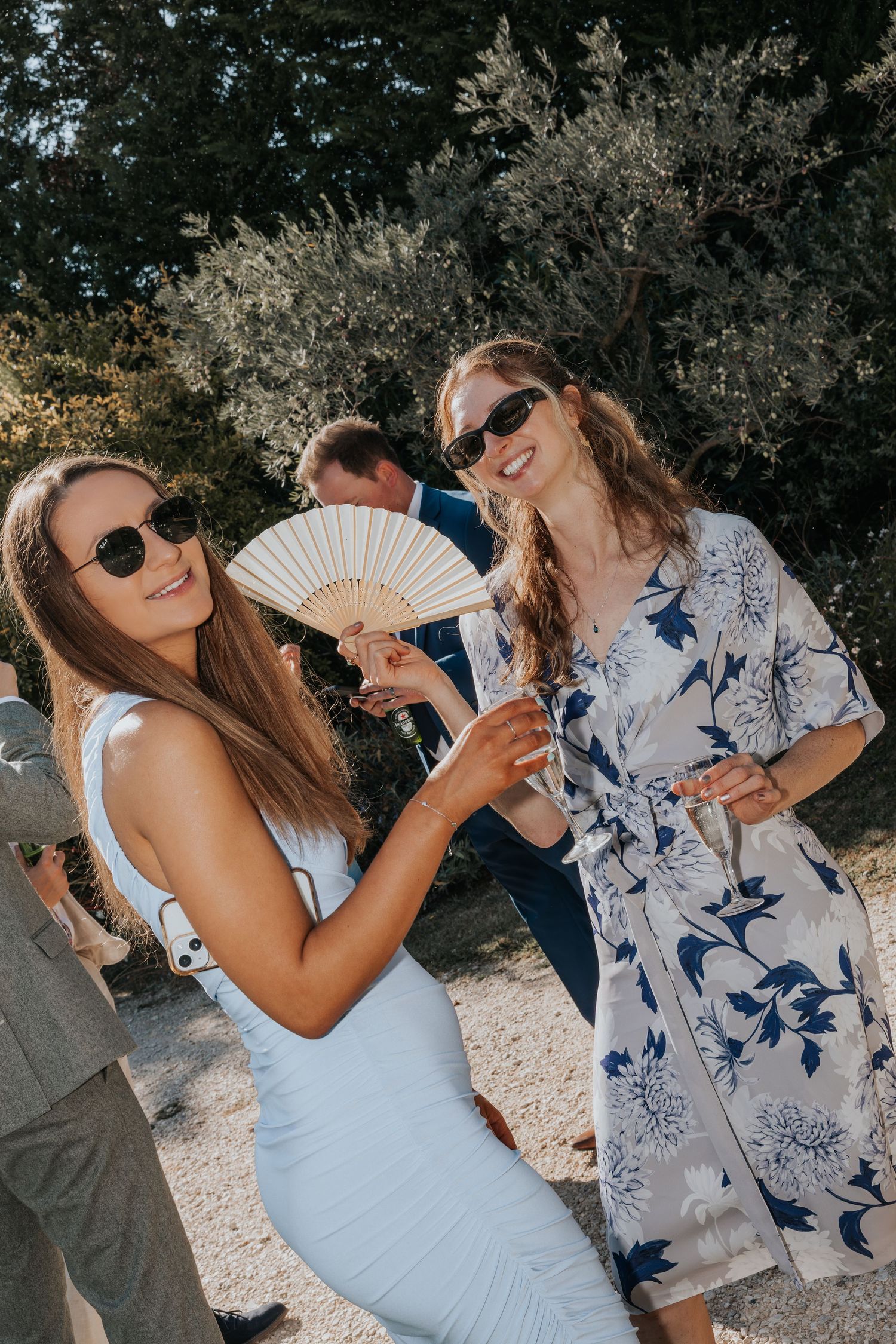 Guests enjoying canapés at Provence wedding venue