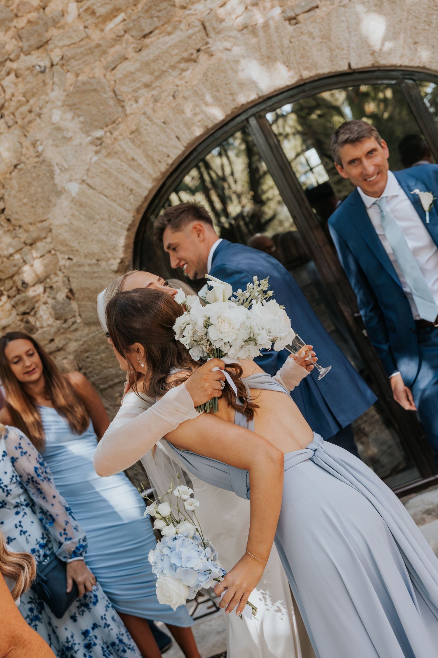 Candid moments during destination wedding in France at Le Petit Roulet