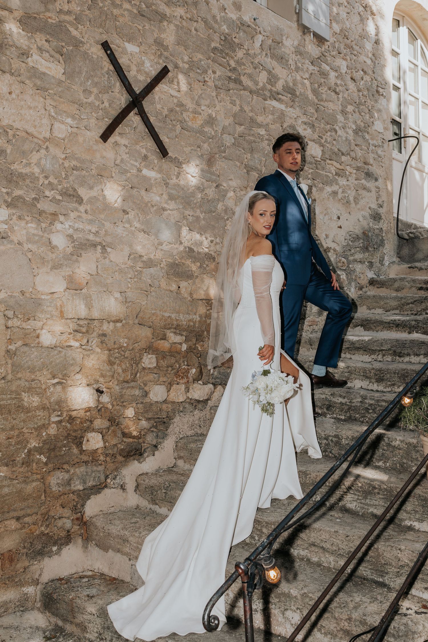 candid couple moment at Provence wedding venue