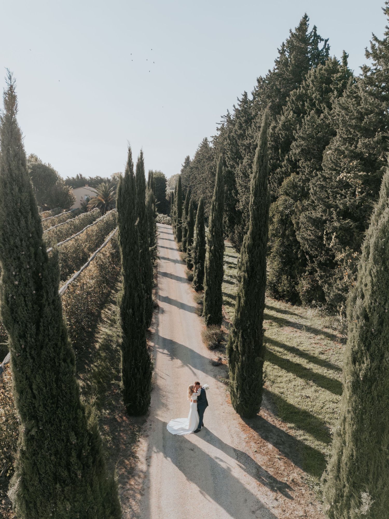 drone couple photos at destination wedding France