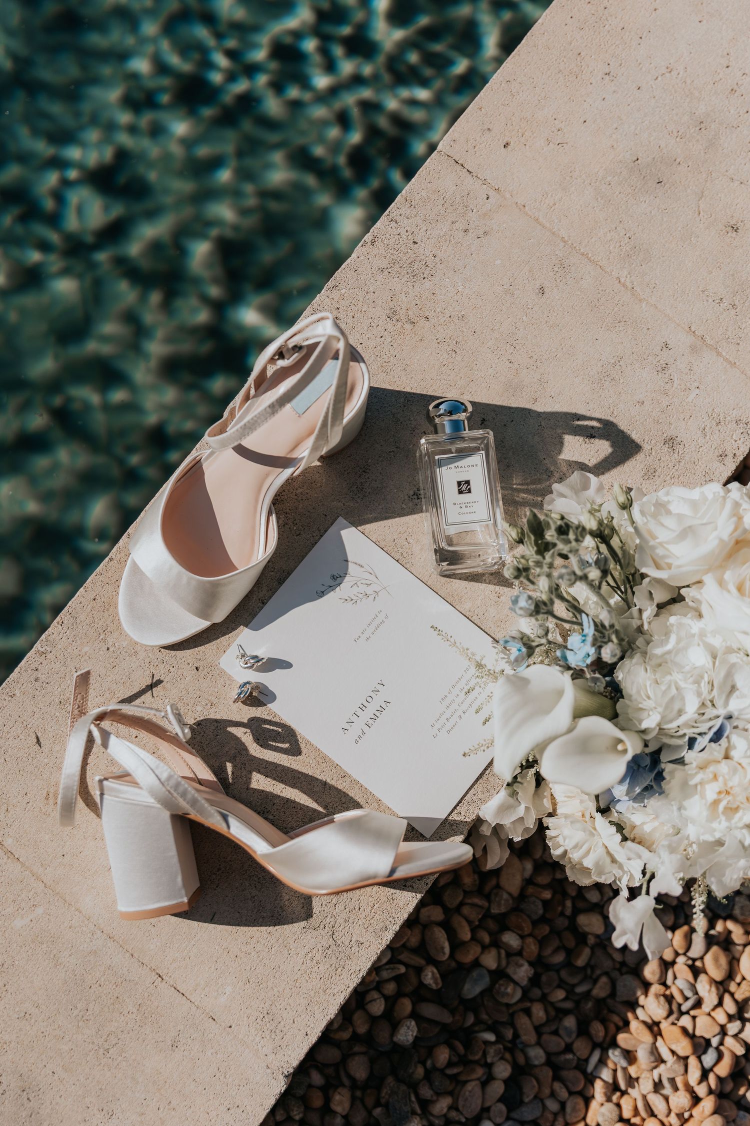 bridal bouquet at Le Petit Roulet wedding in France captured in an editorial documentary style
