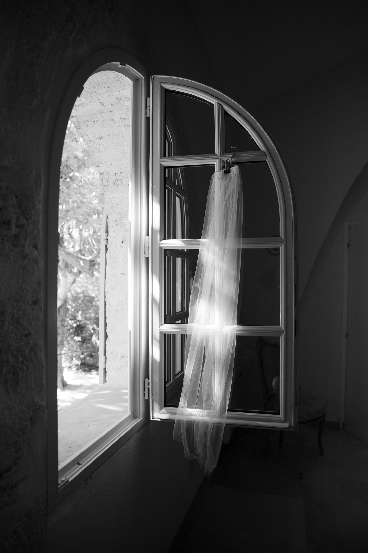 veil at Le Petit Roulet wedding in France captured in an editorial documentary style