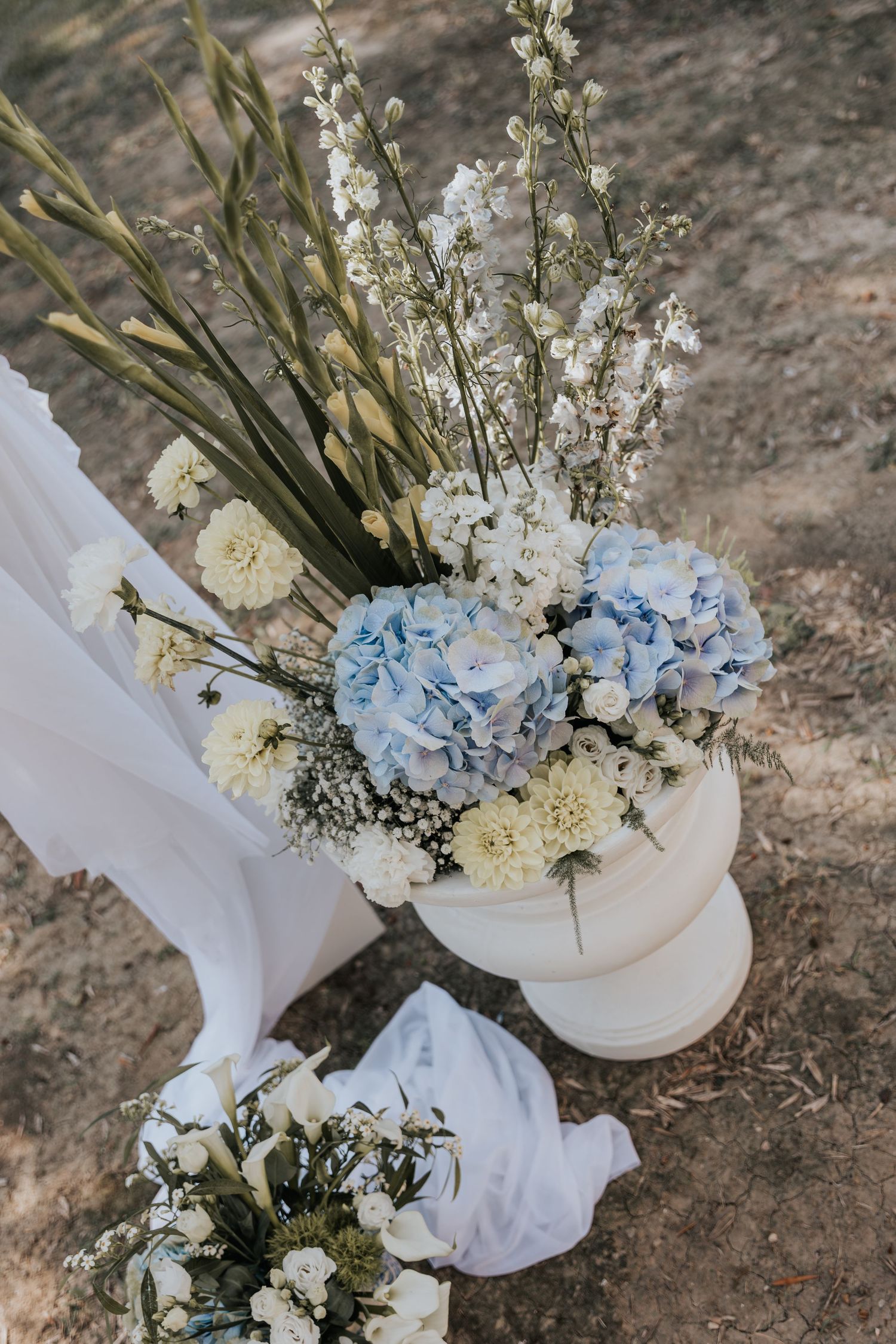 various flower styling at Le Petit Roulet wedding venue