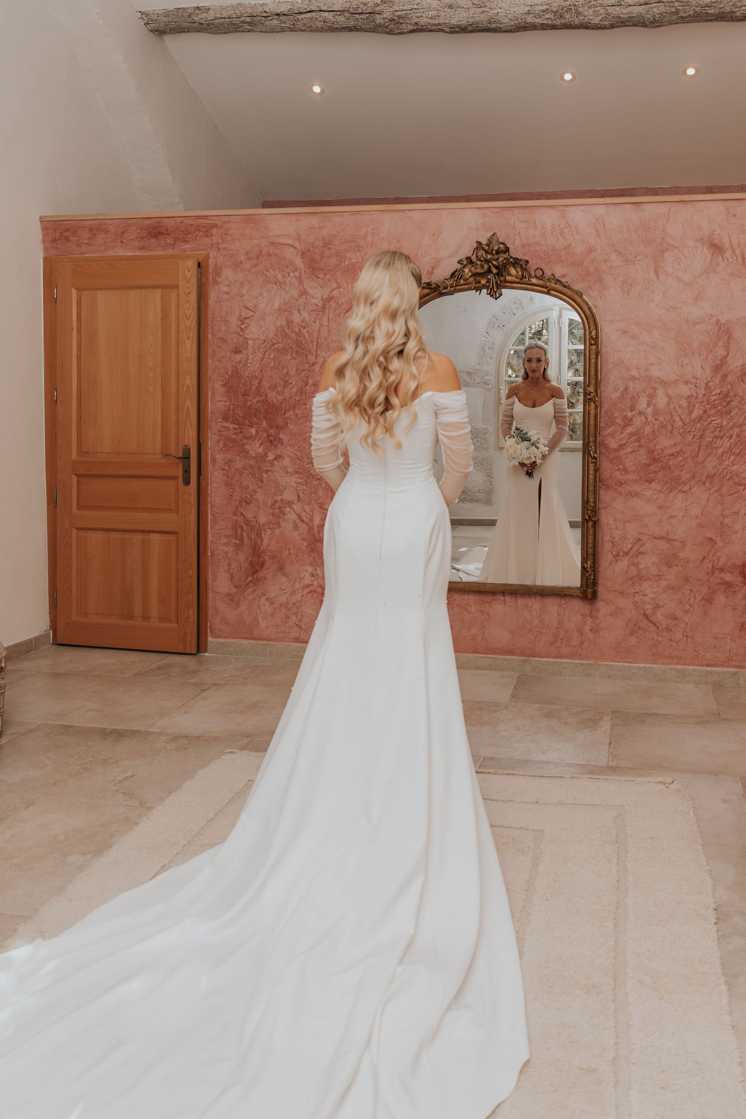 Candid moment at Le Petit Roulet wedding in France captured in an editorial style