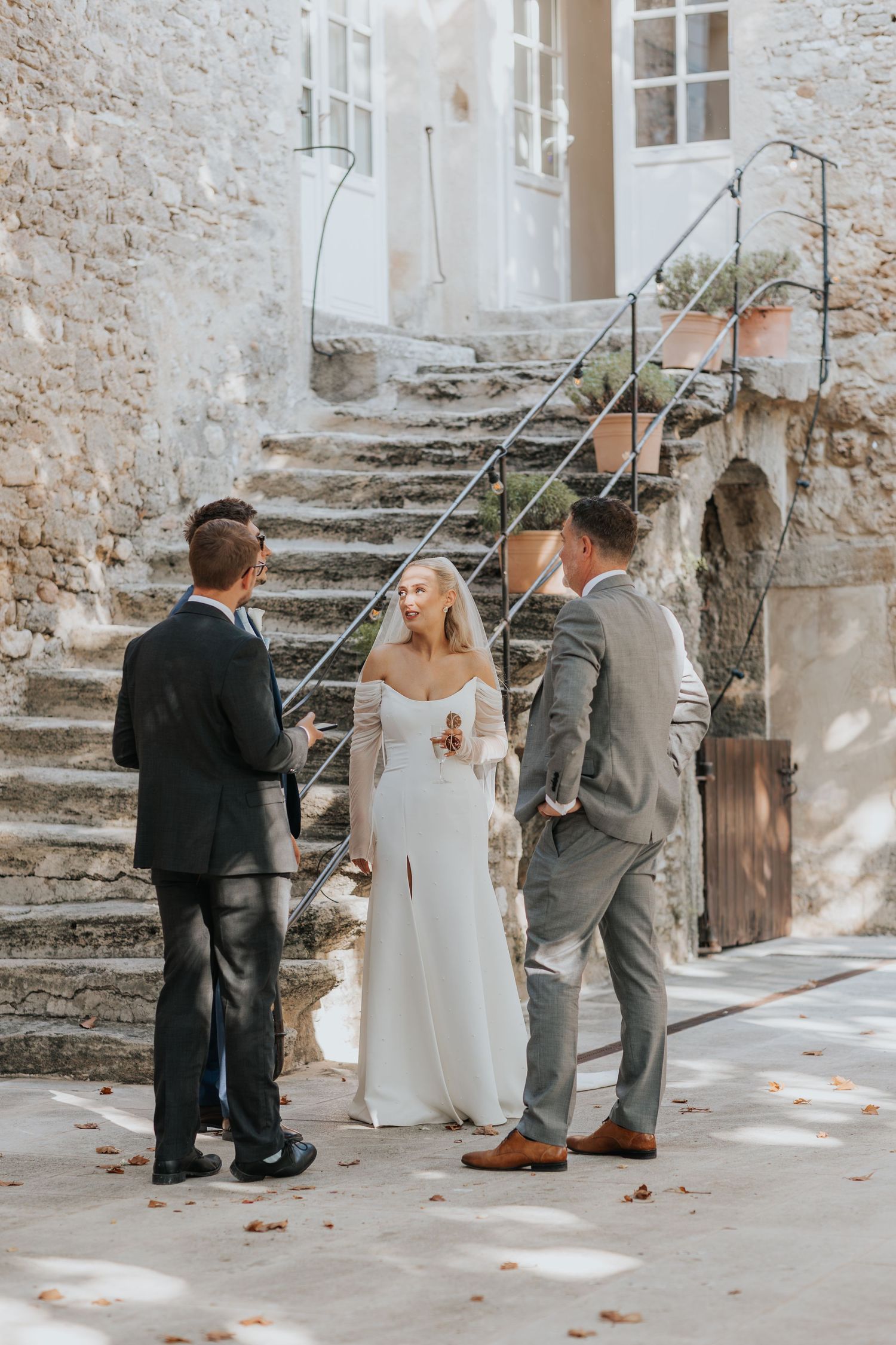 Guests candid moments at Provence wedding venue