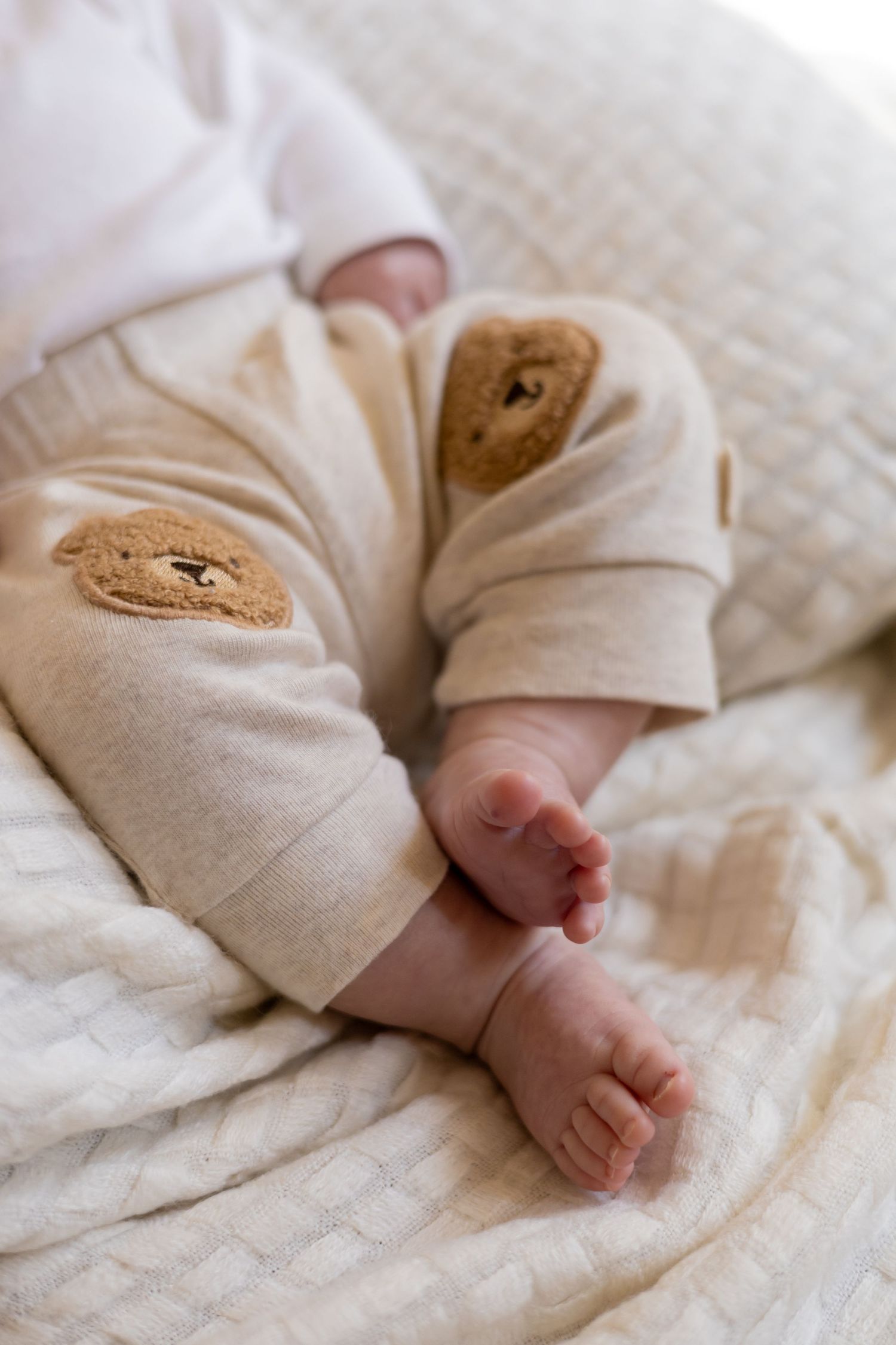 Closeup of newborn baby feet during a lifestyle newborn session