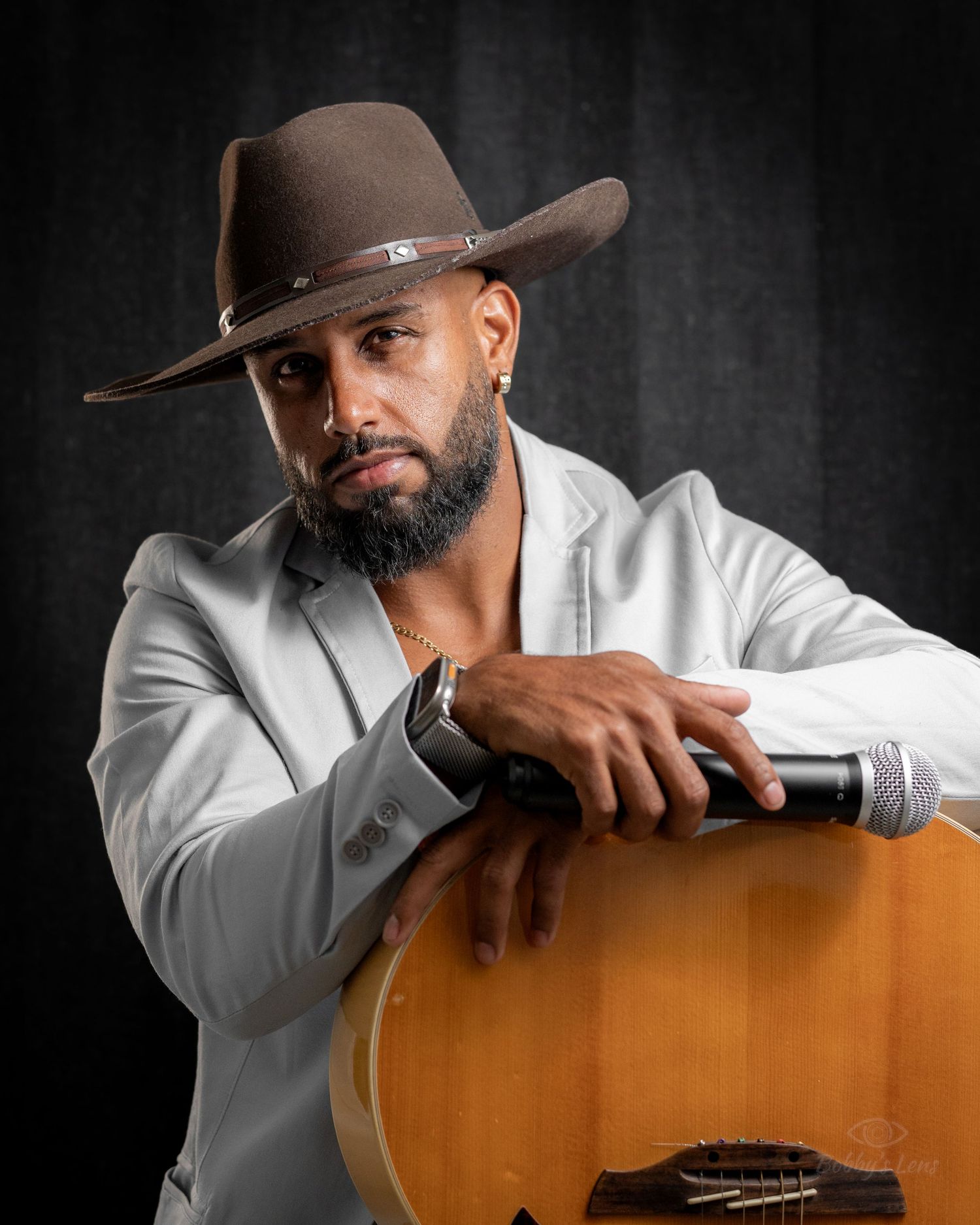 Musician portrait in home studio in Pompano Beach Florida