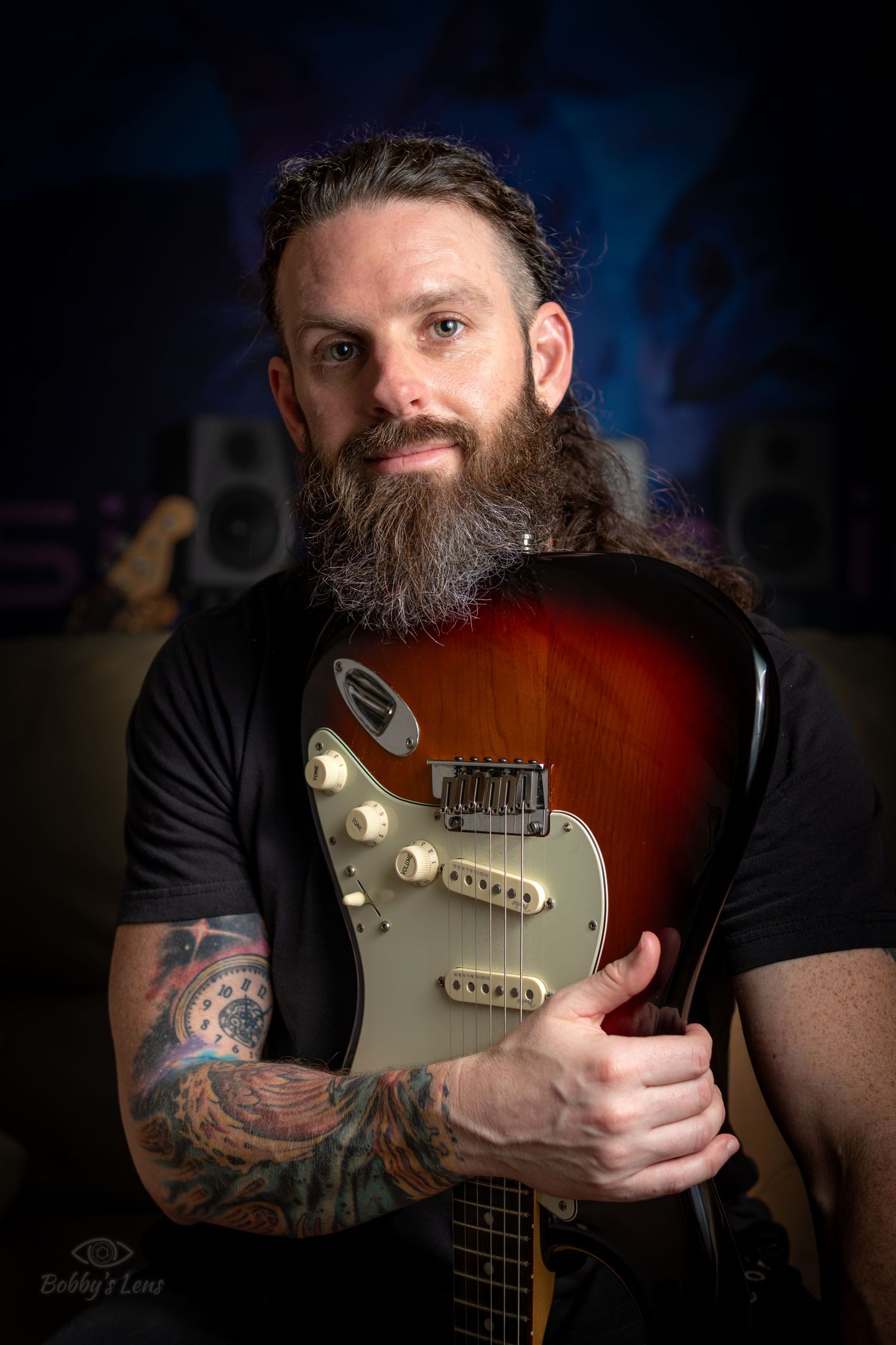Musician portrait in home in Fort Lauderdale Florida