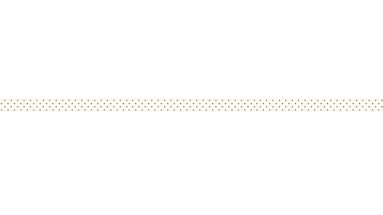 A delicate decorative border featuring small golden polka dots arranged in a horizontal stripe pattern on a white background.