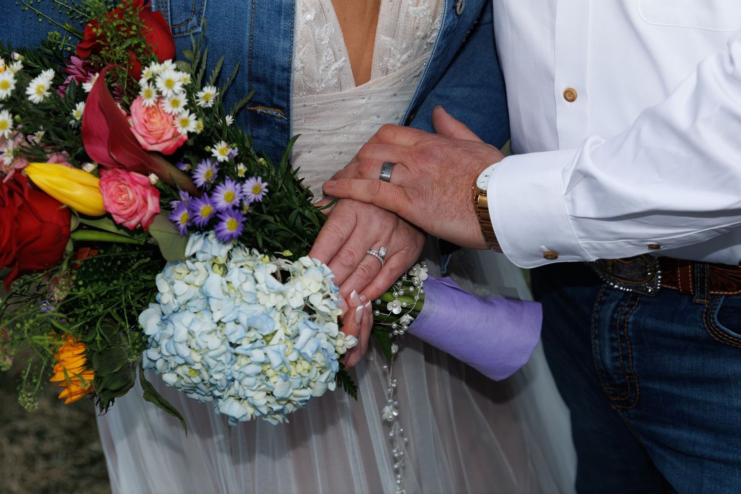 Detail shot of bride and groom after wedding, rings, wisconsin, elopement
