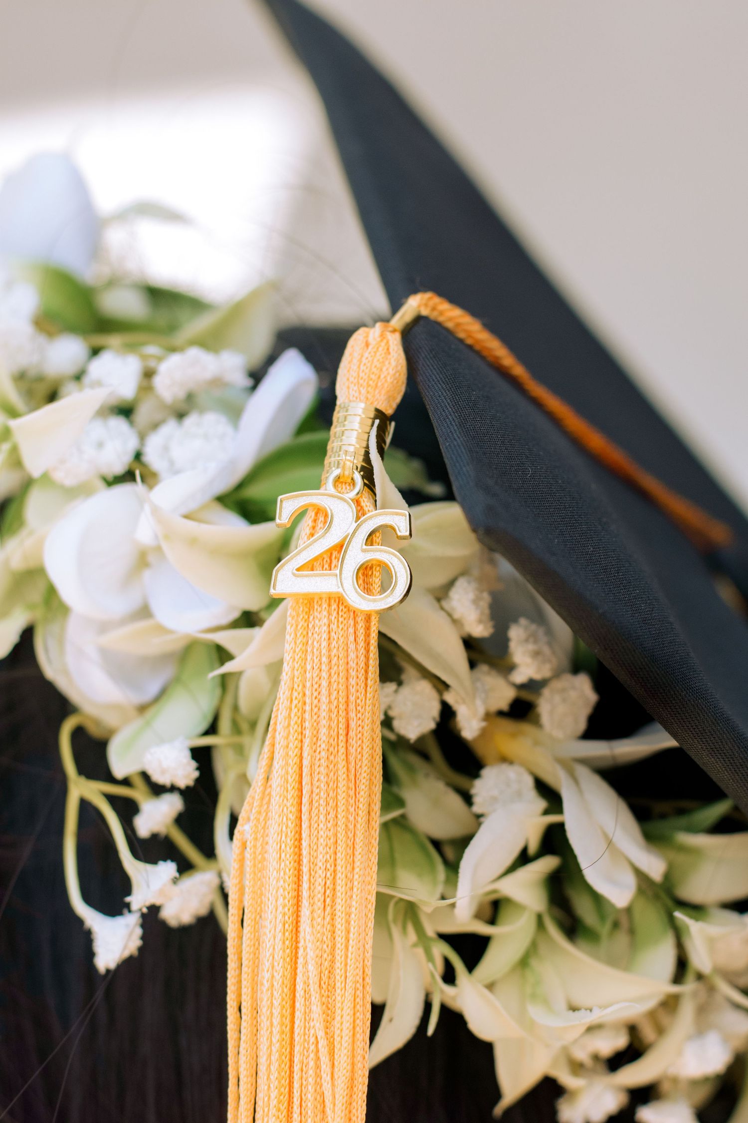 2026 graduate , hat and gown graduation detail photo