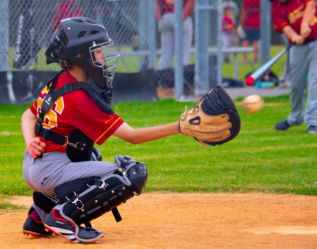 Baseball in action