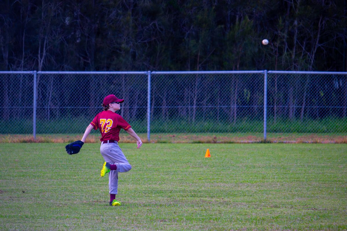 Baseball in action