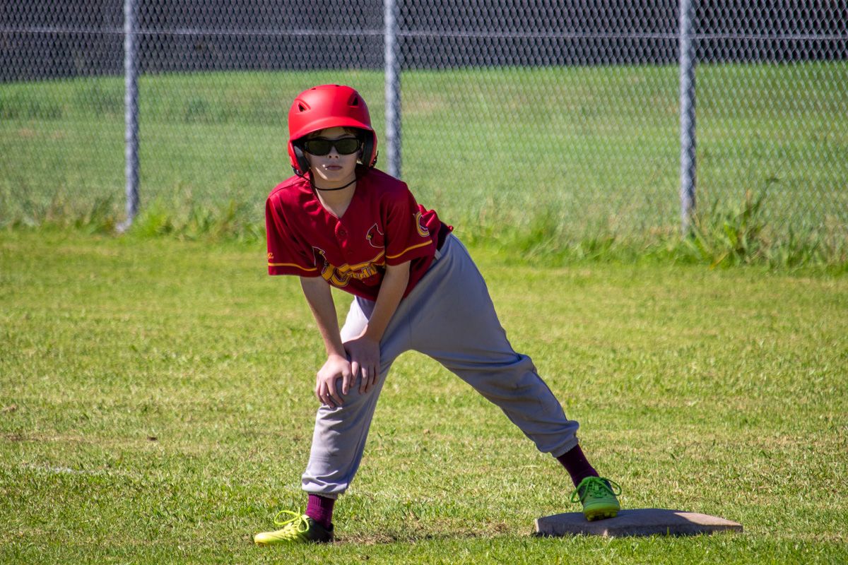 Baseball in action