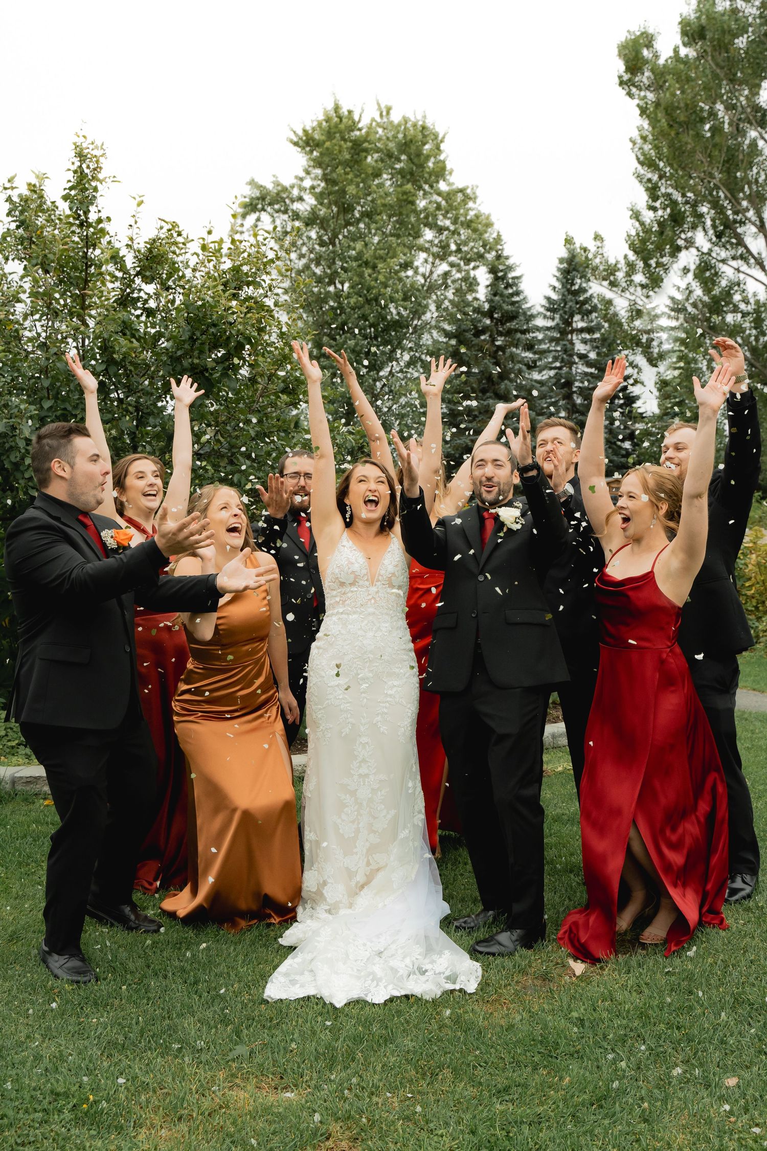 Wedding Party with Confetti in Sudbury Ontario