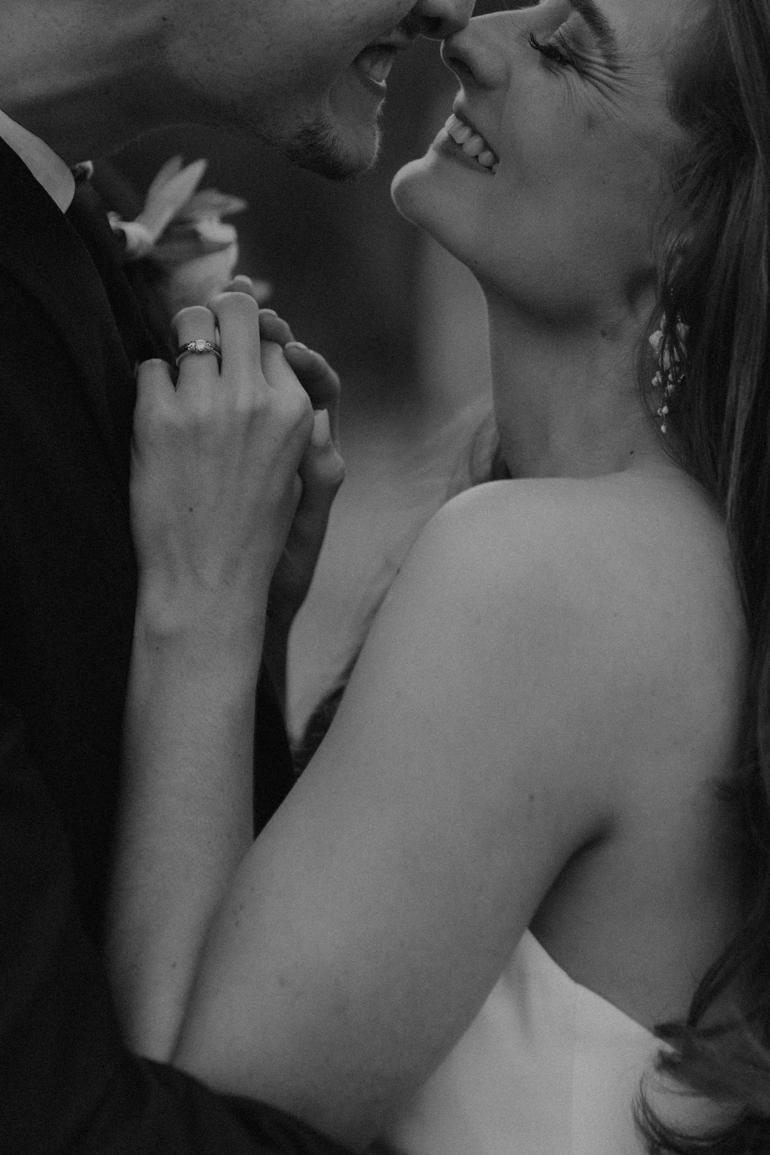 Black and white artistic photo series showing close-up profile views of someone smoking a cigarette.