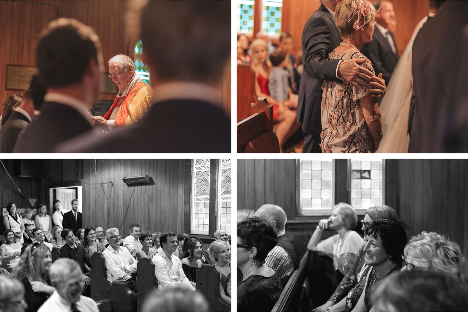 A church service montage shows congregation members worshipping together in a traditional sanctuary setting.