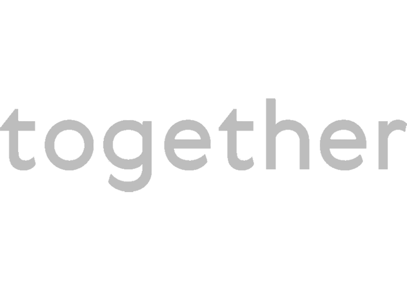 The word 'together' appears in light gray text against a white background.