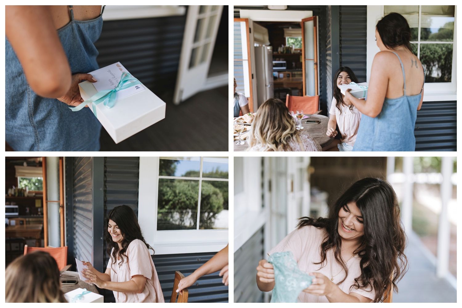 Bridesmaids share drinks and laughter while getting ready in a preparation room.