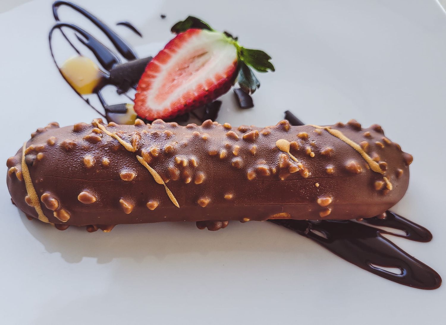 Close-up of a chocolate dessert.