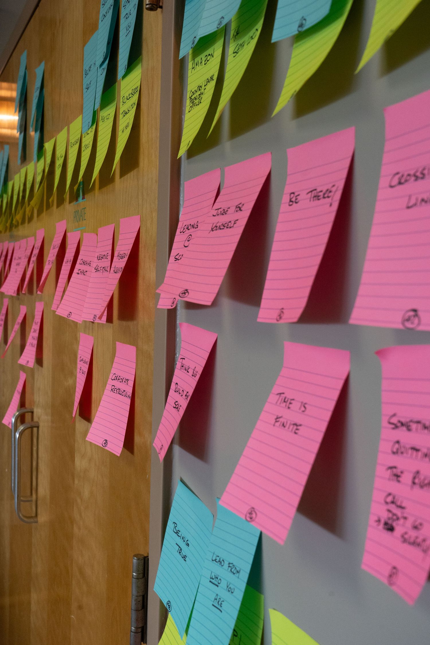 sticky notes on a wall
