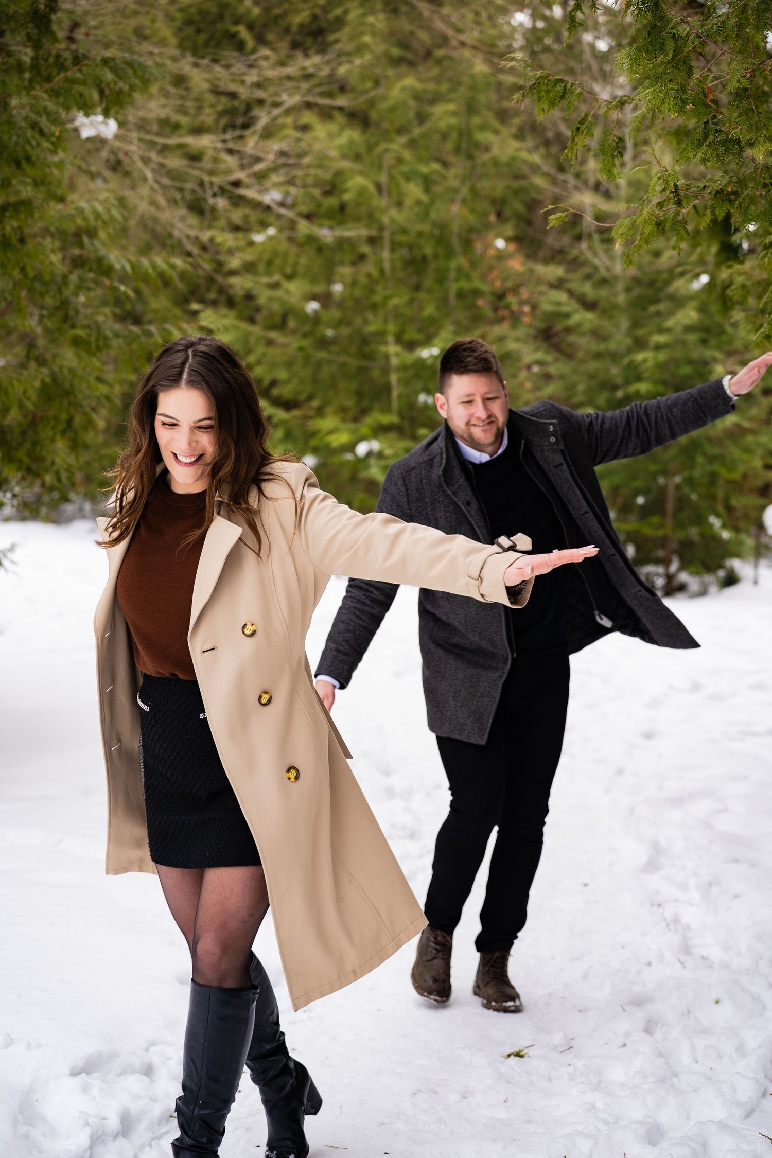 women and man run together