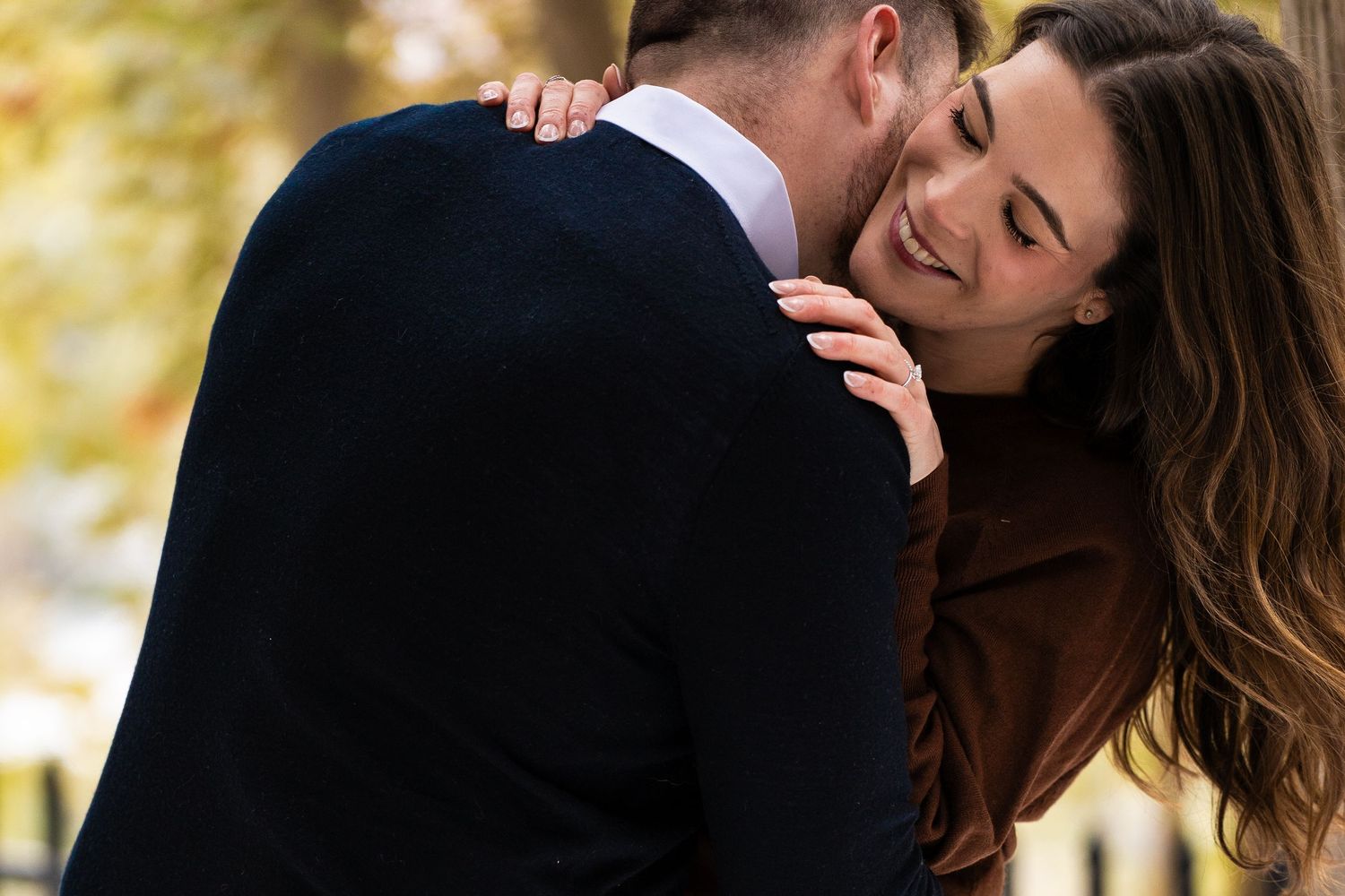 man and woman embrace