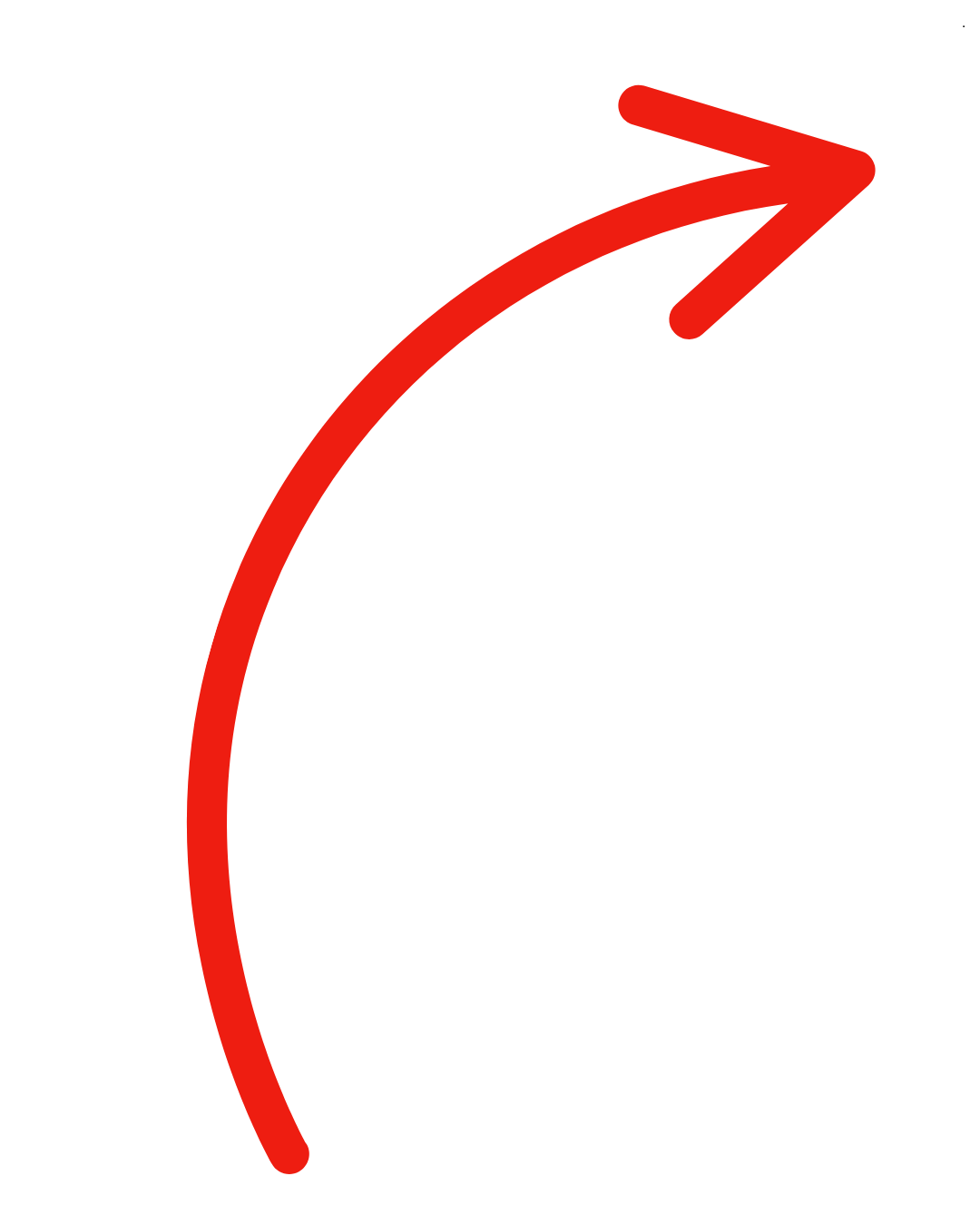 Red arrow sketch curving across white background.
