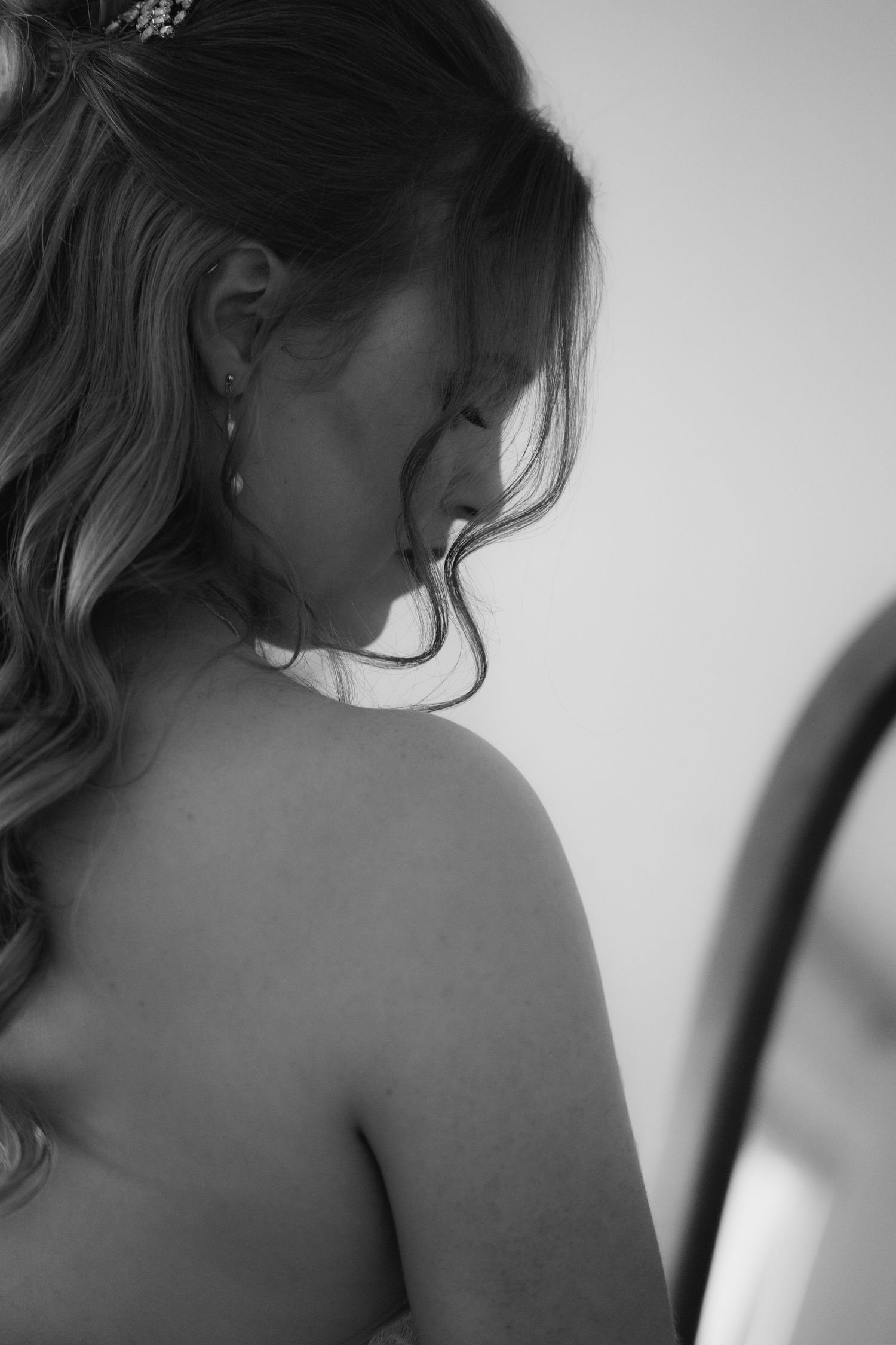 bride in black in white