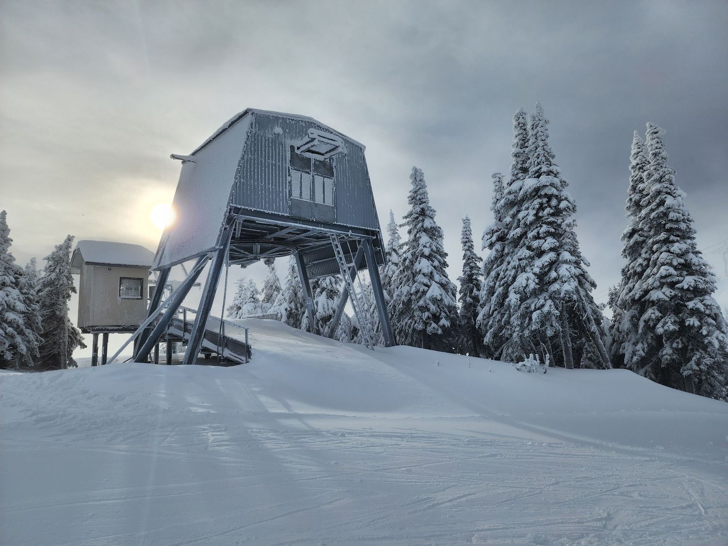 frozen ski lift