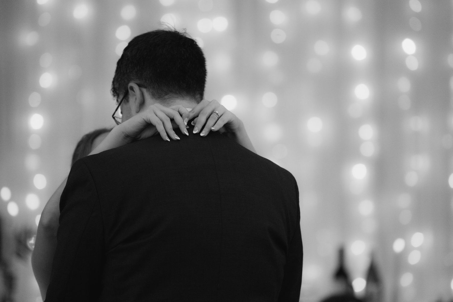 couple slow dance in black in white