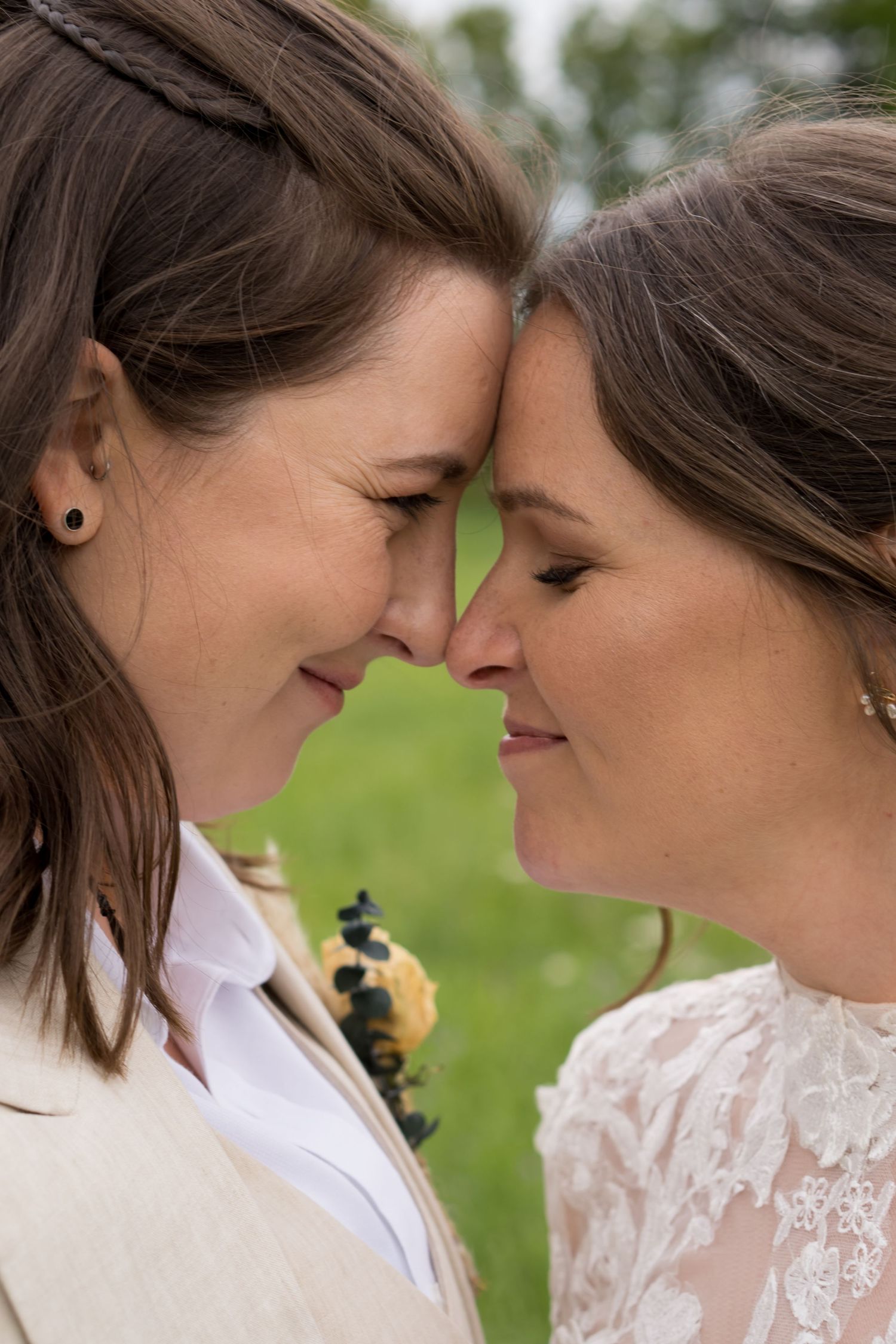brides in flower fields