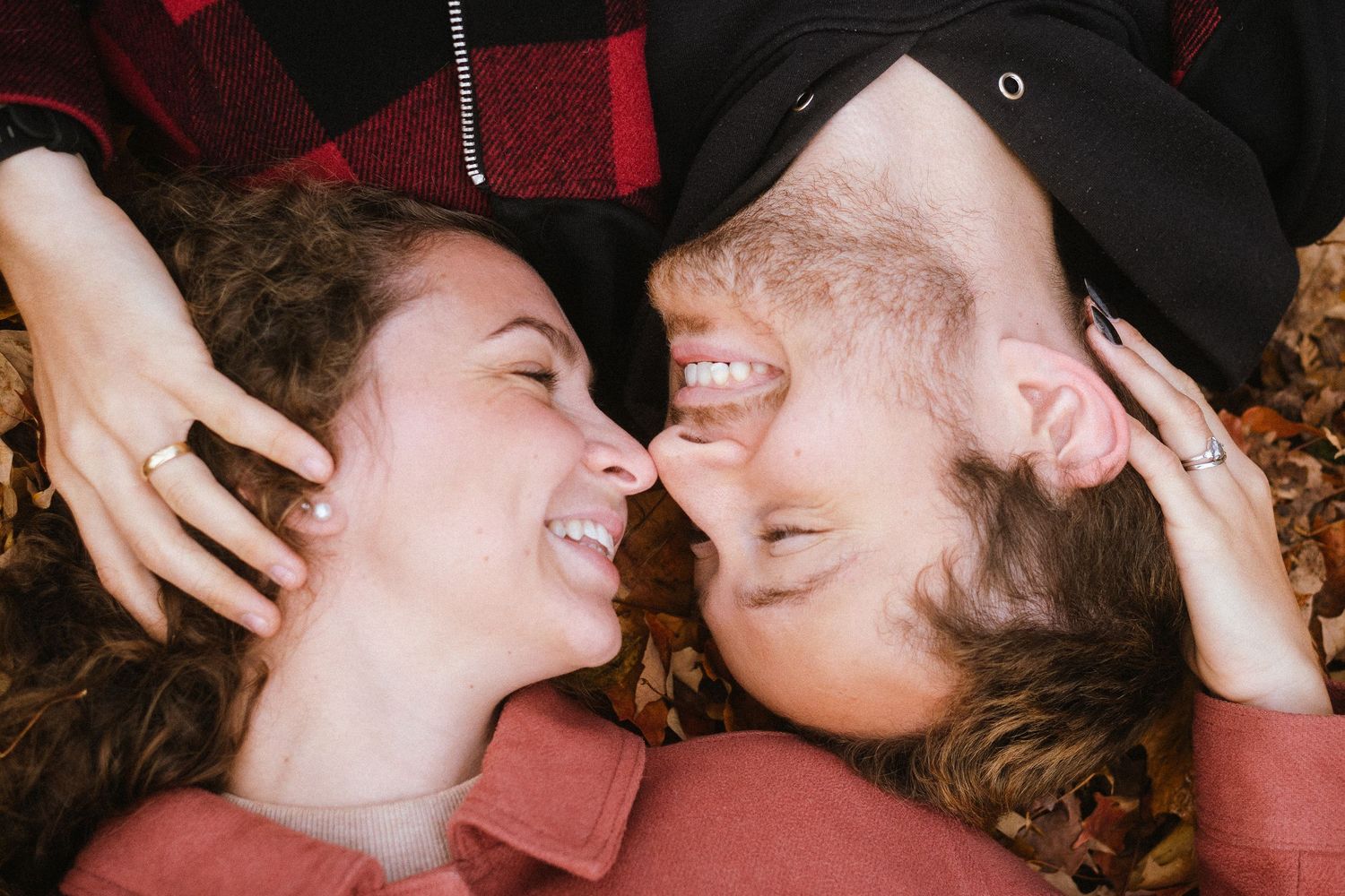 Close-up romantic sequence showing affectionate interaction between a couple.
