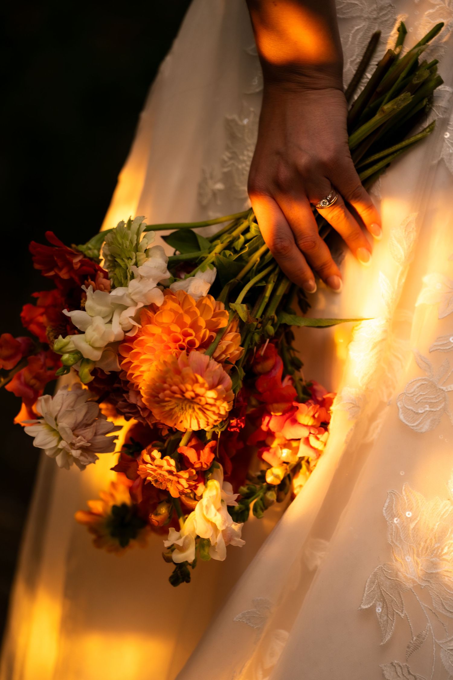 wedding flowers in sunlight